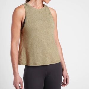 Athleta Uptempo II Crewneck Tank Top in Heathered Shadow Olive Green